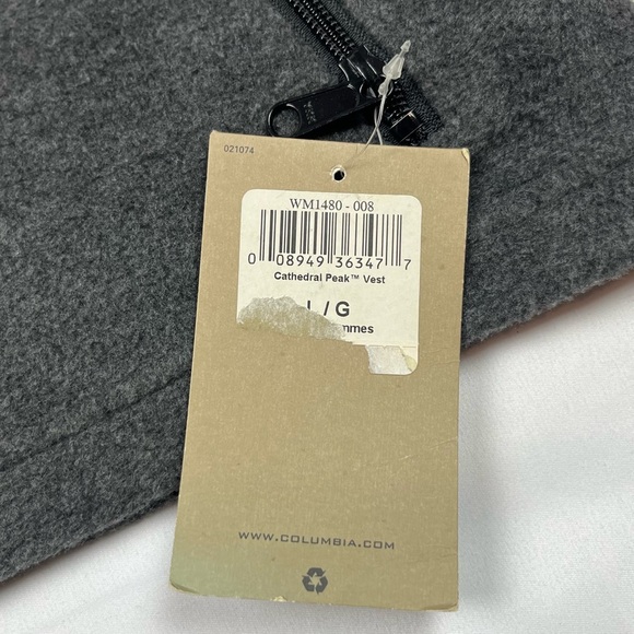 Columbia Salt Water Sportsman Mens Fleece Vest Sz Large Dark Grey Full Zip B7 - Picture 4 of 7